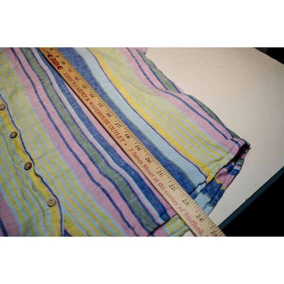 C & C California womens linen button up striped shirt top blouse - Picture 5 of 5